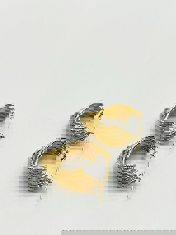 SVNX Gold Plated Ribbed Hoops