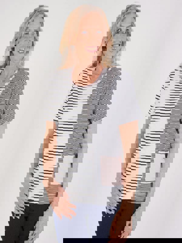 TIGI Offset Stripe And Patch Pocket Top