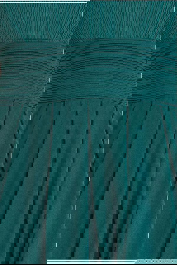 Crochet & Pleated Top High Low Maxi - Emerald DR3820