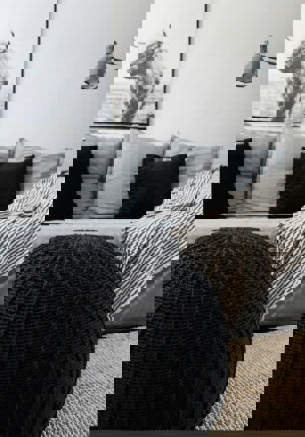 Large knitted pouffe CHARCOAL - Zuri House