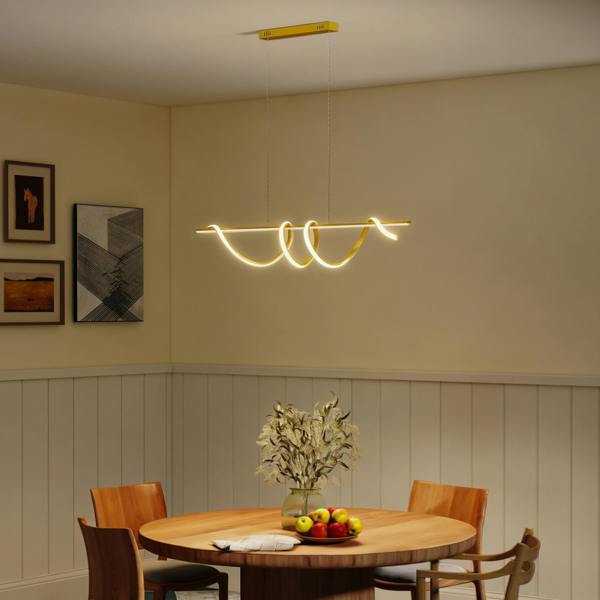 HOMCOM Pendant Light, Ceiling Light with 3 Colour Temperatures - Gold, Translucent