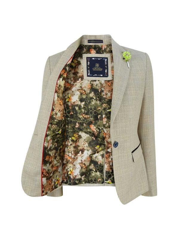 House of Cavani Women's Tweed Herringbone Cream Jacket Peaky Blinders