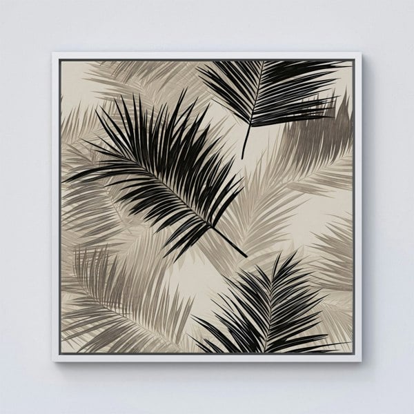 Warren Reed Black And White Tropical Palm Leaves Framed Canvas