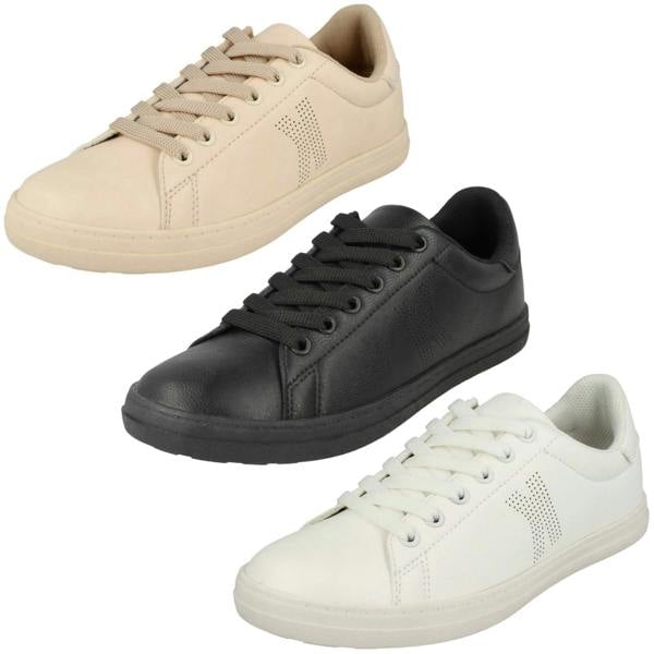 Spot On Ladies Spot On Flat Lace Up Slimline Pumps