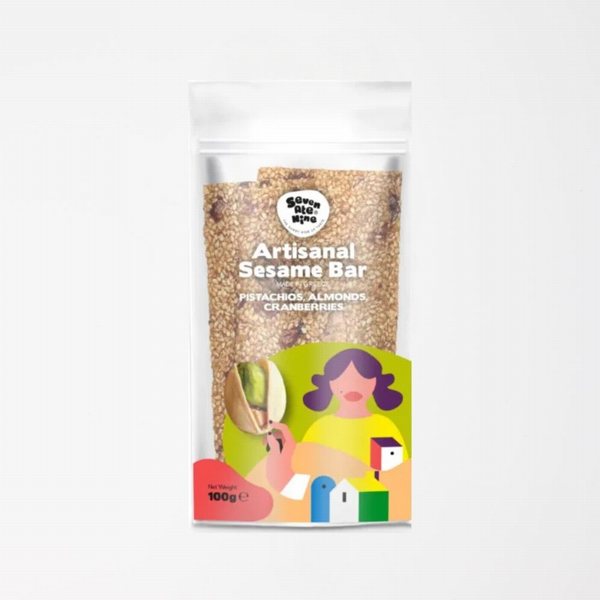 Seven Ate Nine Sesame Bars Pistachios x 4 Bars 100g