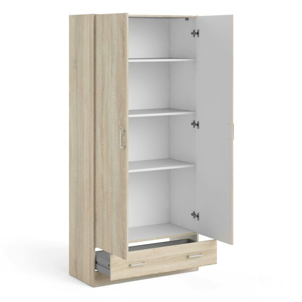 Wyld Haus Berlin Natural Bedroom Furniture Set with Bedside Chest of Drawers and Wardrobe