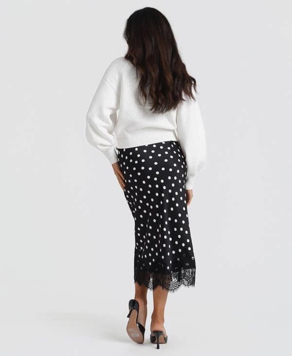 Needs No Label Black & White Polka Dot Lace Mix Skirt