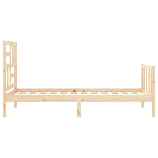 Berkfield Bed Frame with Headboard Single Solid Wood