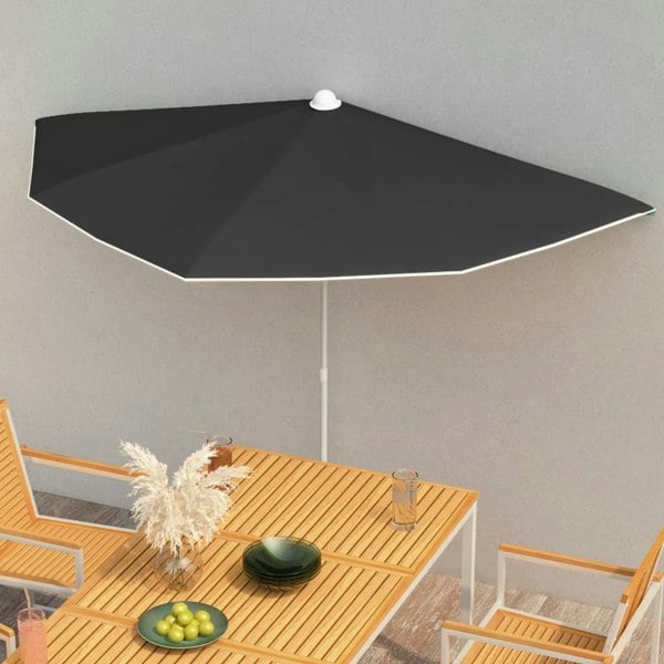 Berkfield Garden Half Parasol with Pole 180x90 cm Black
