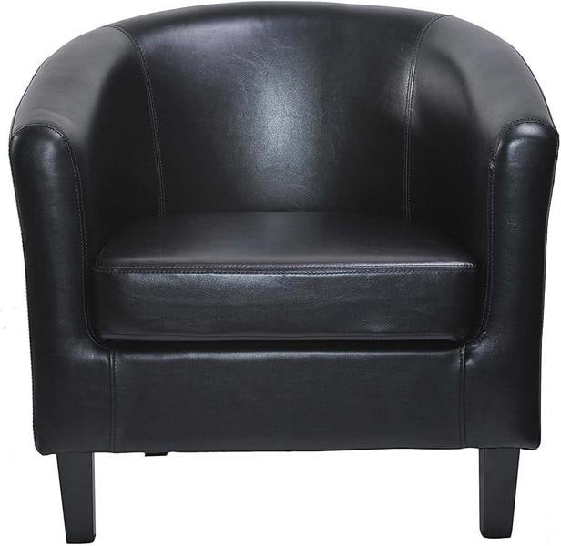 PU Leather Tub Chair, Upholstered Armchair, Club Chair for Living Room, Bedroom and Lounge Reception