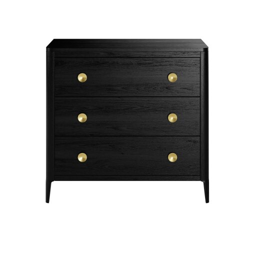 Wyld Haus Verona Black Oak and Brass Three Drawer Chest