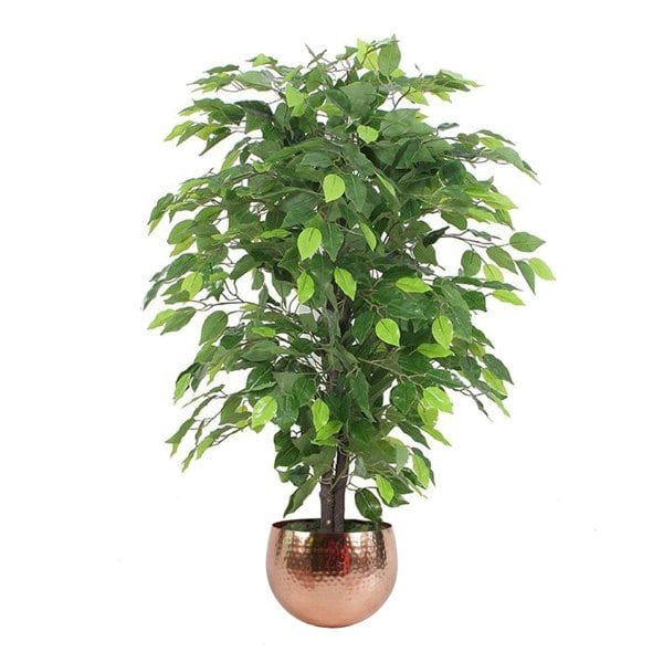 Leaf 90cm Artificial Ficus Tree / Plant -Copper Metal Planter