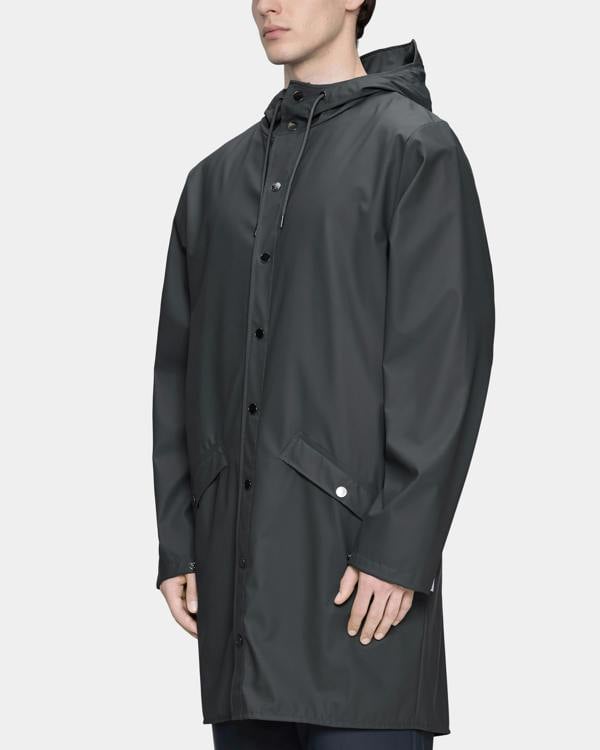 Rains Long Unisex Jacket - 153 Dark Grey | CHO | Designer Unisex Rain Coats