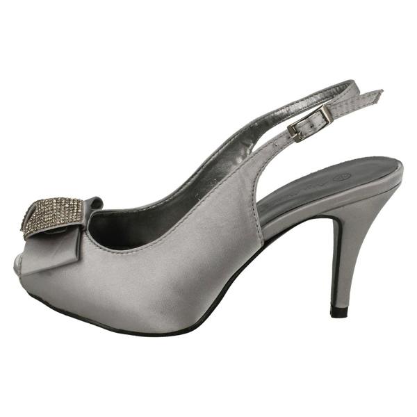 Anne Michelle Ladies Anne Michelle Peep Toe Diamante Bow Court Shoes F10254