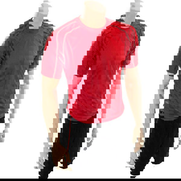 XL ADULT Short Sleeve Training Shirt & Short Set RED/BLACK PLAIN Football Kit