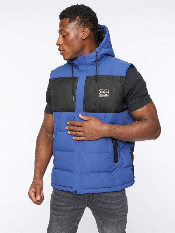 Crosshatch Kremlins Embossed Gilet Blue