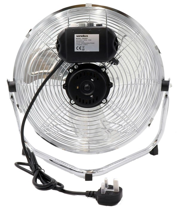 Senelux Chrome Floor Fan for Homes, Gyms, Bedrooms & Kitchens | with 3 Fan Speeds and Adjustable Tilt