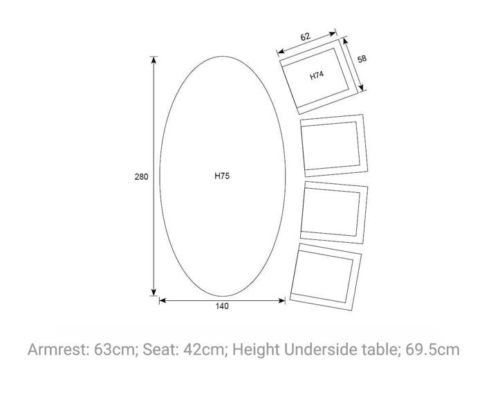 Garden Impressions Edison Natural - Eight Seater Oval Dining Suite with Monti Chairs