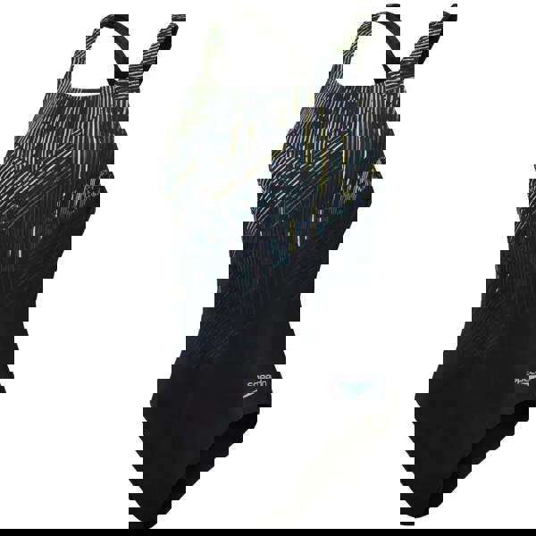 Speedo black digital printed medalist swimsuit with colorful geometric cross-back