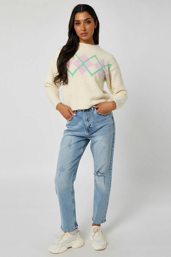 Urban Bliss Bouclé argyle jumper