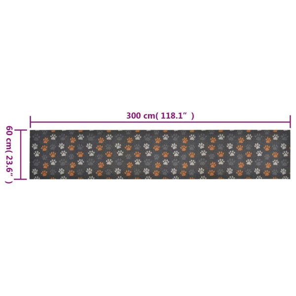 Berkfield Kitchen Rug Washable Paws 60x300 cm Velvet