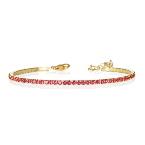 namana Gold Plated Skinny Pink Red Tennis Bracelet for Women