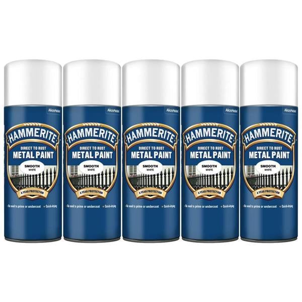 Hammerite 5X Hammerite Smooth White Spray Paint 400ml