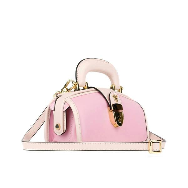 Embassy London Gazelle Mini - Pink & Pink - Women’s mini patent leather top handle & crossbody bag