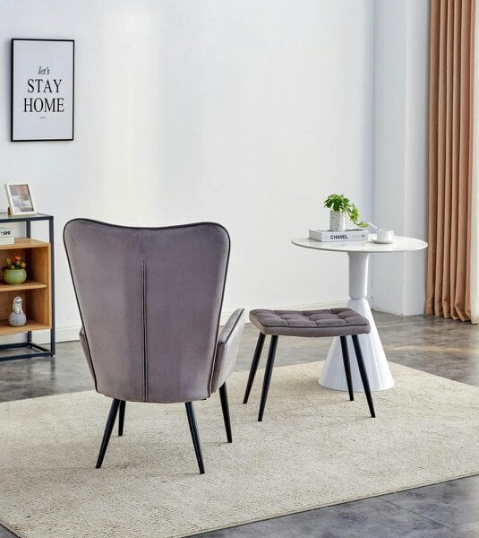 Kosy Koala Recliner sofa lounge chair with footstool grey velvet sofa living room furniture