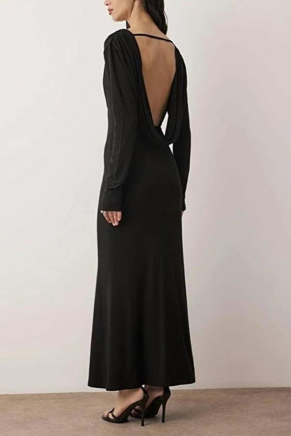 WOVCOR Knit Maxi Dress with Lining and Back Detail