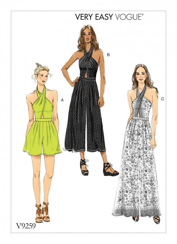 Vogue Sewing Pattern 9259, Jumpsuits for Women, A5 (6-8-10-12-14) - Easy
