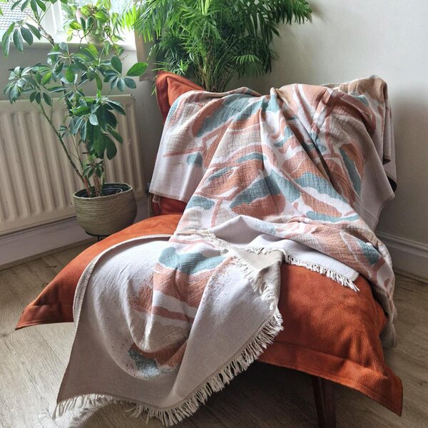 Cotton and Olive Atlas Soft Cotton Jacquard Throw | SECONDS