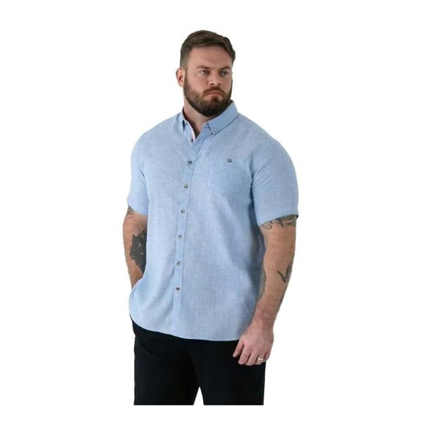 Duke Mens Clarke D555 Linen Kingsize Shirt - Blue - 