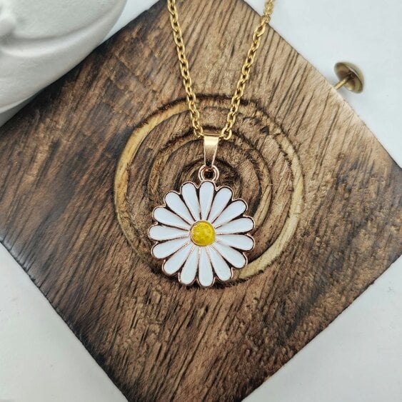 The Colourful Aura Colourful Blue Sunflower  Indie Boho Daisy Floral Charms Choker Summer Necklace - White - White