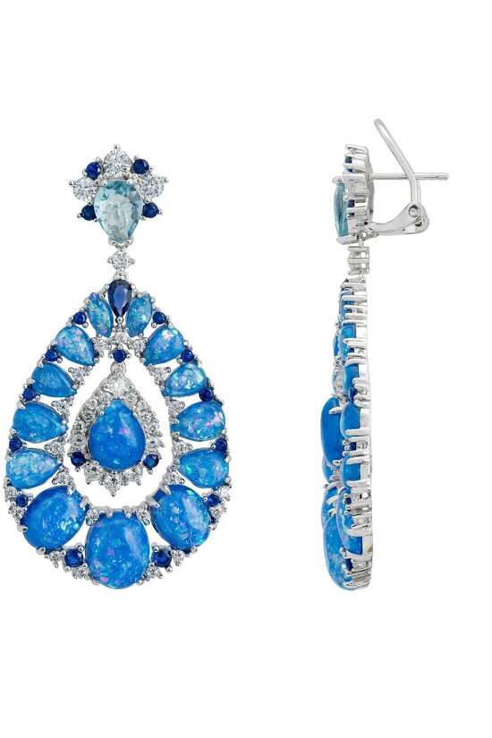 Latelita Paloma Blue Opal Drop Earrings Silver