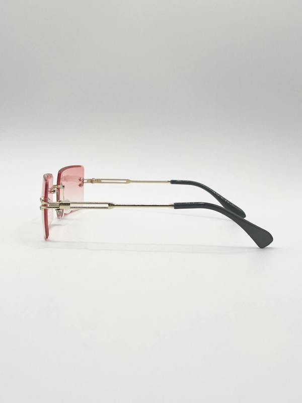Frameless Square Sunglasses in Pink - svnx