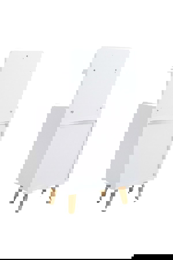 Living and Home 2 Drawer Wooden Bedside Table With Wooden Legs