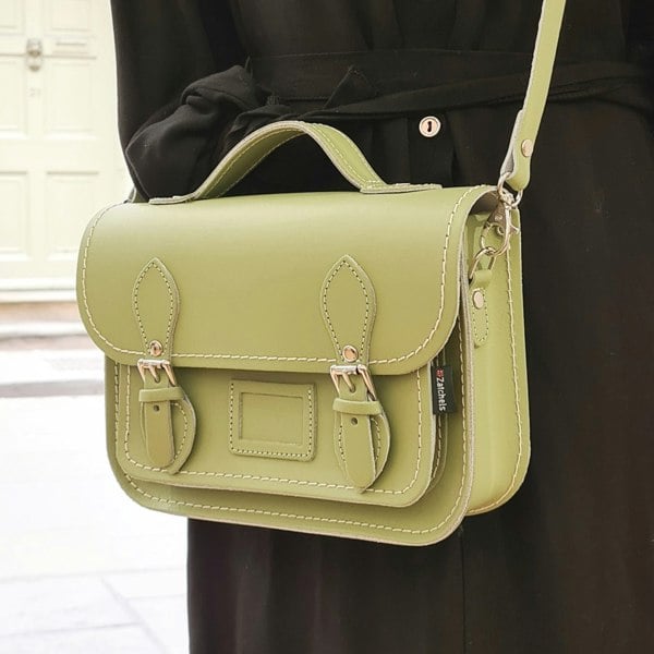 Zatchels Leather Midi Satchel - Sage Green