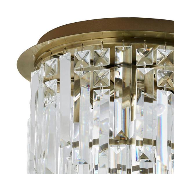 Pagazzi Lighting Onega 3 Light Antique Brass & Glass Flush Ceiling Light