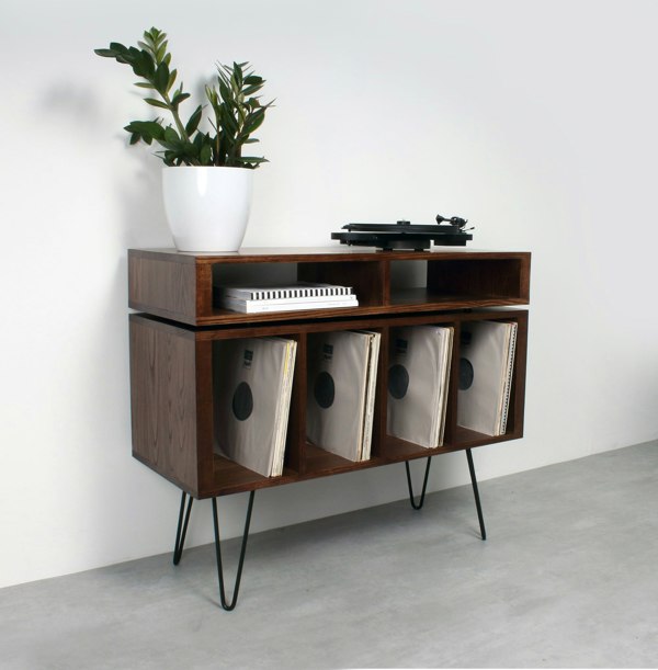 The Urban Editions Kelston Record Player Cabinet on Hairpin legs