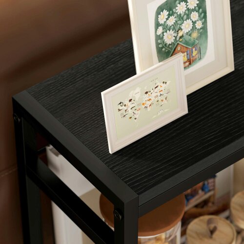 Wyld Haus Notosu Metal And Wooden Black Industrial 3 Shelf Side Table