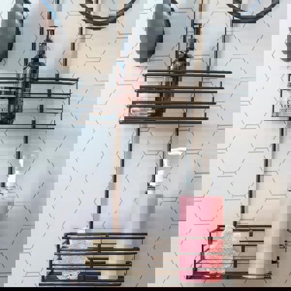 BESLAGSBODEN Matt Black Stainless Steel Double Shower Basket for Shower Mixer