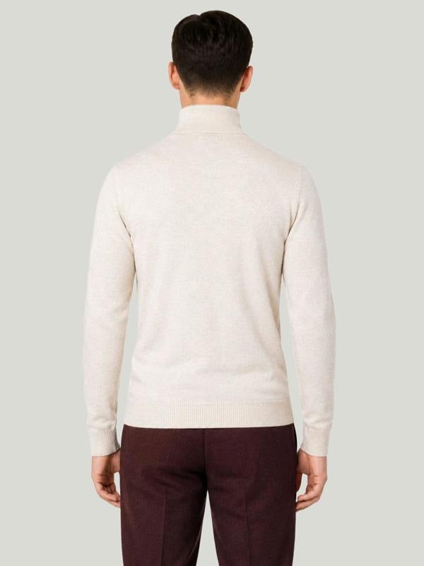 Serran London Men's Half Zip Wool Jumper - Off White