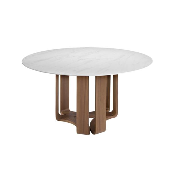 Angel Cerdá Round porcelain marble and walnut dining table 1137