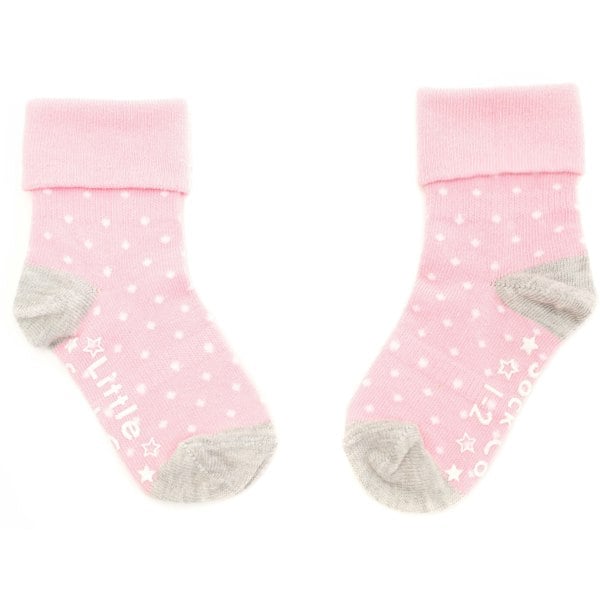 Little Sock Co. Non-Slip Stay on Baby and Toddler Socks - 5 Pack in Soft Pink & White