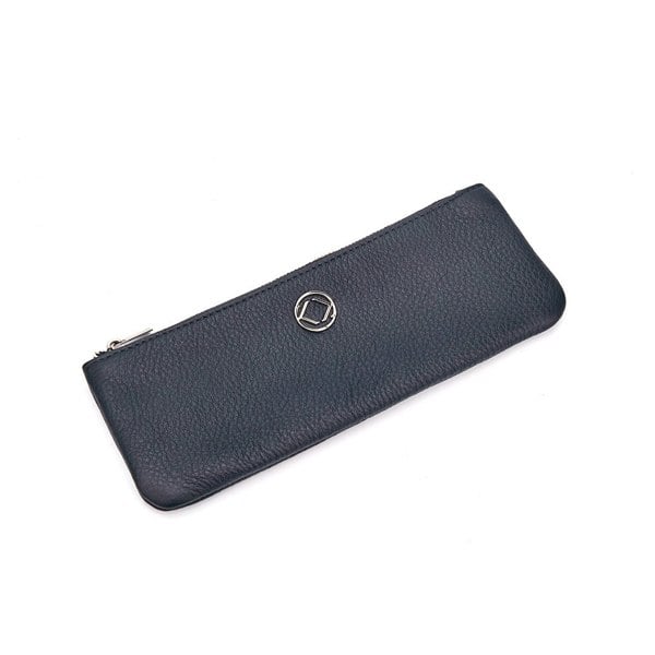 KeriKit England Scotty Pencil Case - Limited Edition - Navy Leather with Silver Hardware