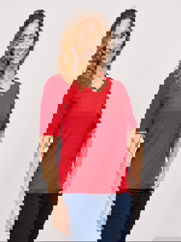 PennyPlain High Back Sweetheart Neck Top - Red