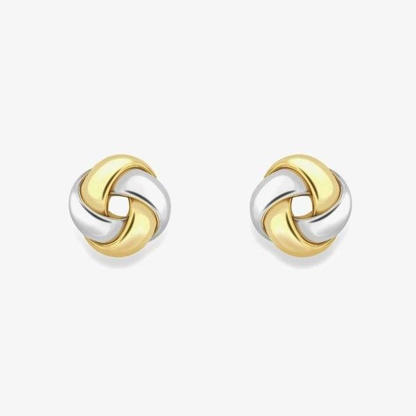 T. H. Baker 9ct Two Colour Gold Knot Stud Earrings 120125147607