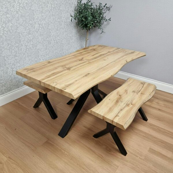 Kosy Koala Dining Table Set with 2 Benches and 2 Grey Velvet Chairs Stylish Dining Room Furniture