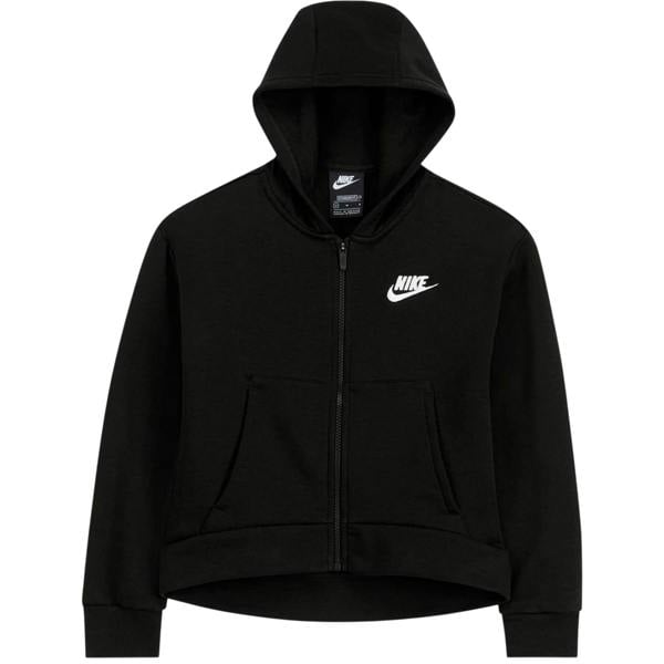 Nike Girls Sportswear Full Zip Hoodie - Black/White - 